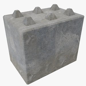3D Modular Concrete barrier block 3x2 model