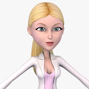 3d blond business woman cartoon model