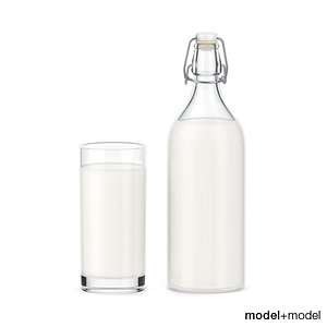bottle glass milk 3d model