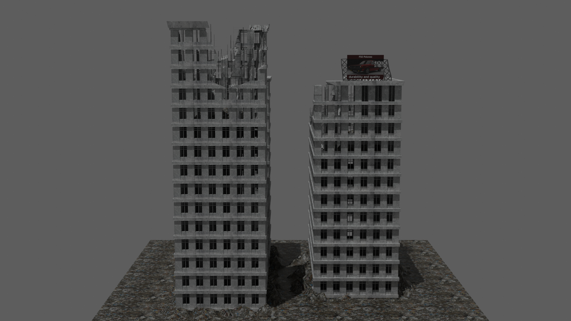 Post Apocalyptic Buildings Model - TurboSquid 1742659