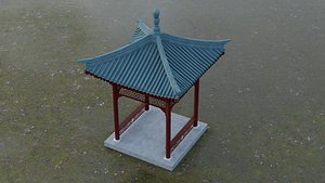 3D Traditional Chinese square pavilion