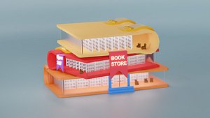 Miniature Library 3D blender model 3D model