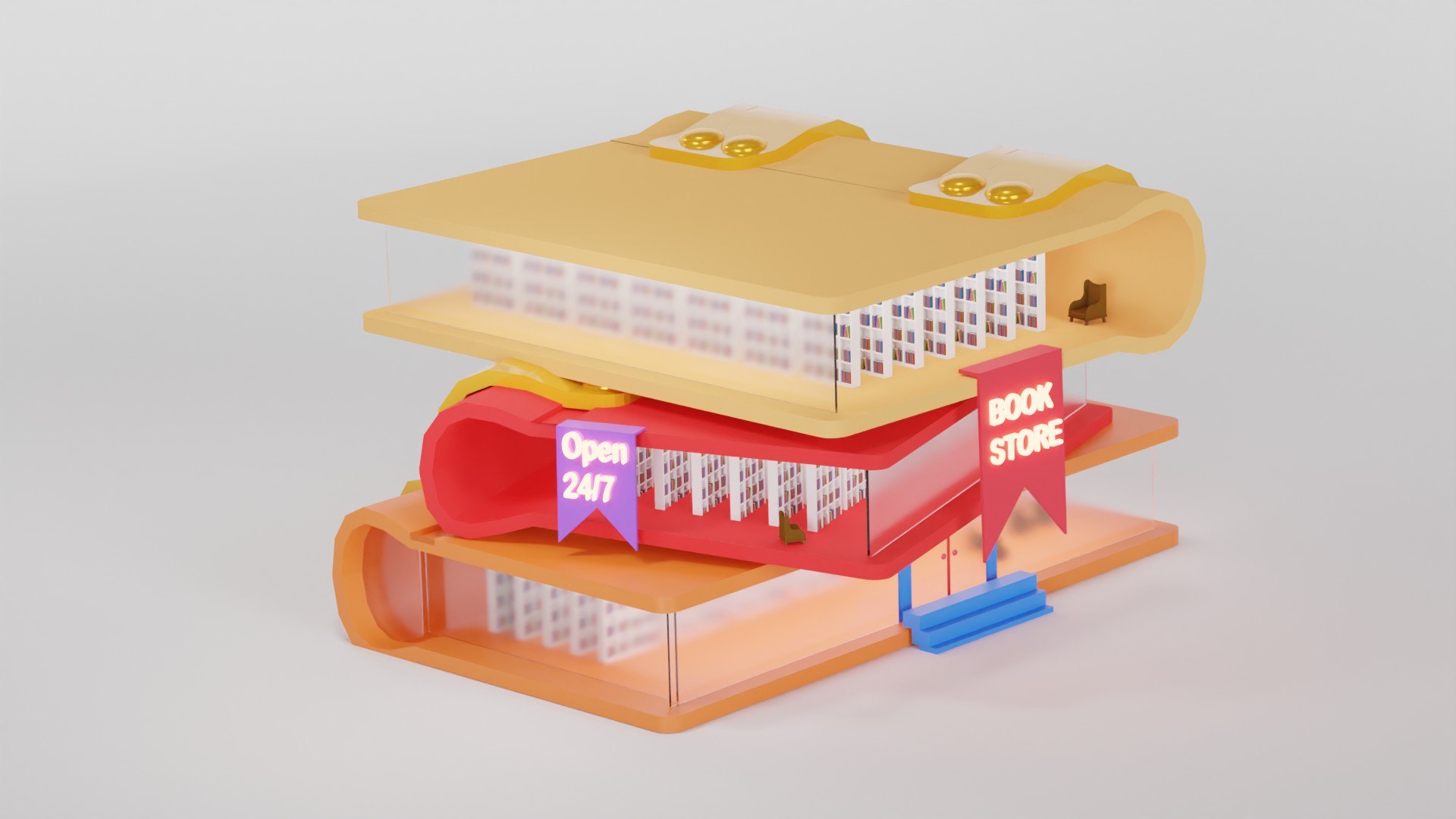 Miniature Library 3D Blender Model 3D Model - TurboSquid 2057689