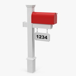 3D classic mailbox wooden stand model