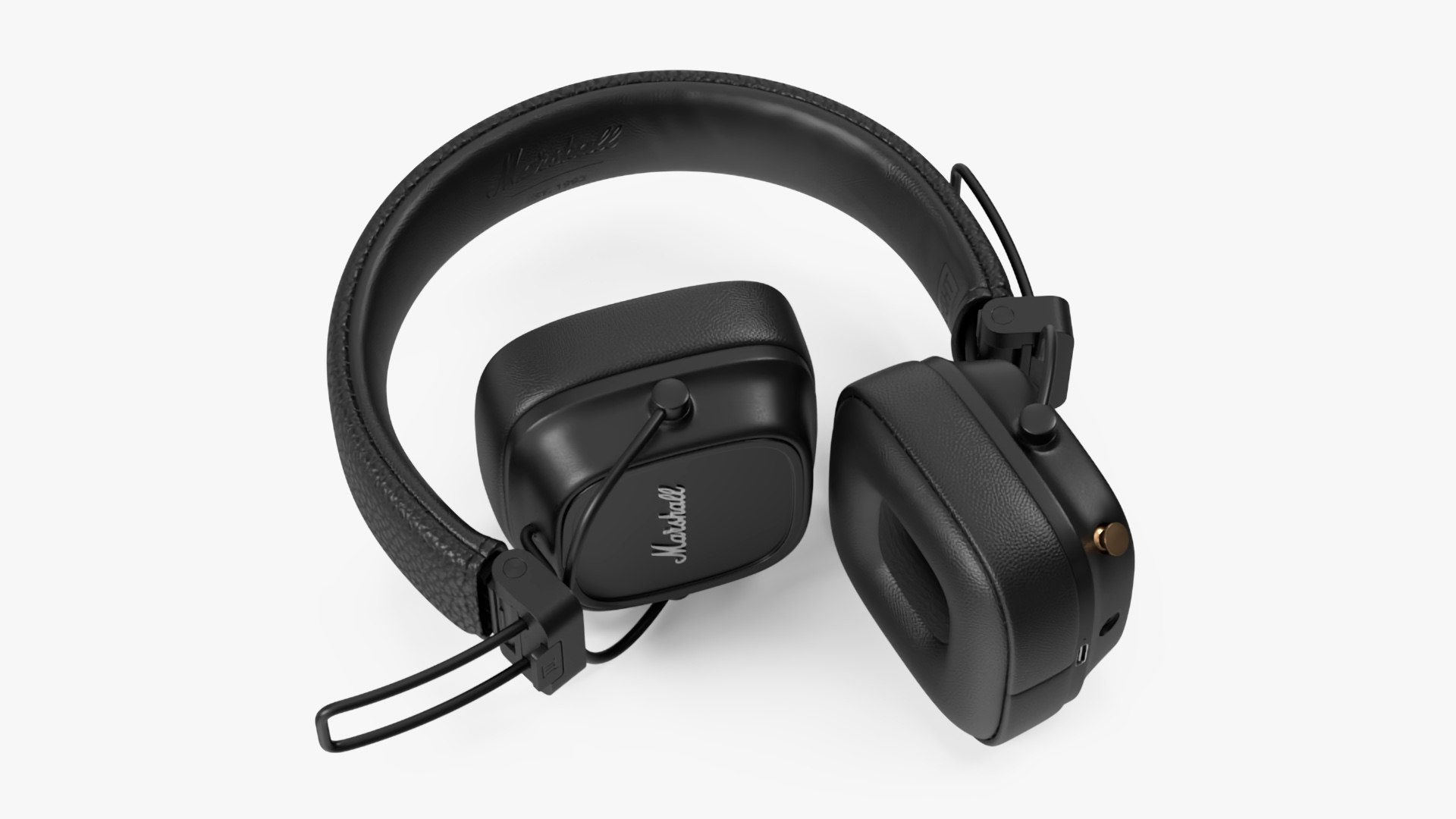 Marshall Headphones Black Rigged 3D model preview