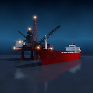 3d oilrig oil tanker