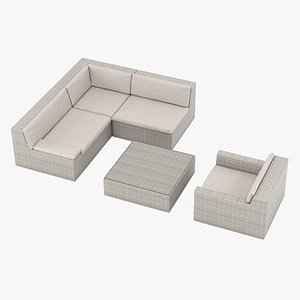 set dedon lou furniture 3D model