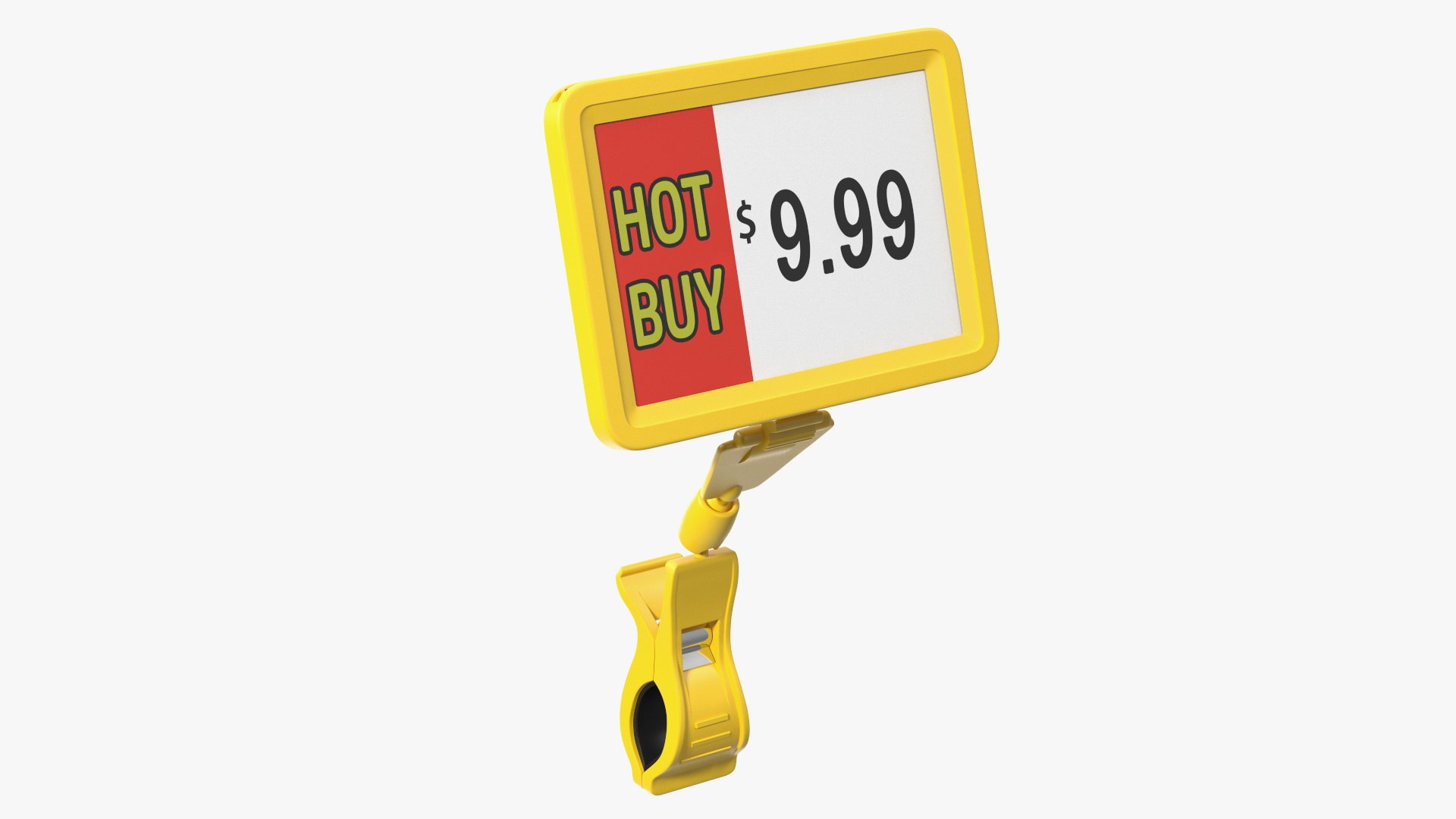 Plastic Tag with Clip Yellow 3D model preview