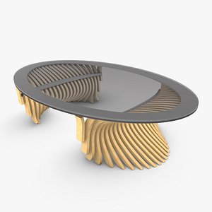 Parametric Wood and Glass Table-01 Oval