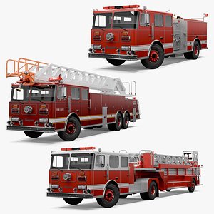 Seagrave Fire Truck Low Poly Bundle 2