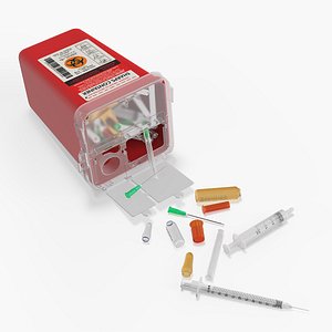Medical Container with Sharps Scattered