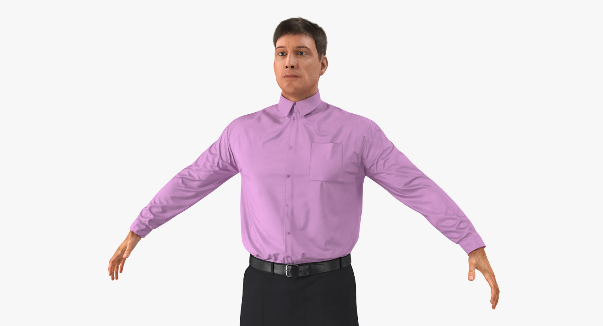 Men Business Casual Dress 3D model preview