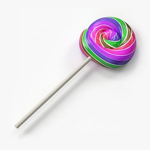 Spiral Lollipop Candy on Stick 3D