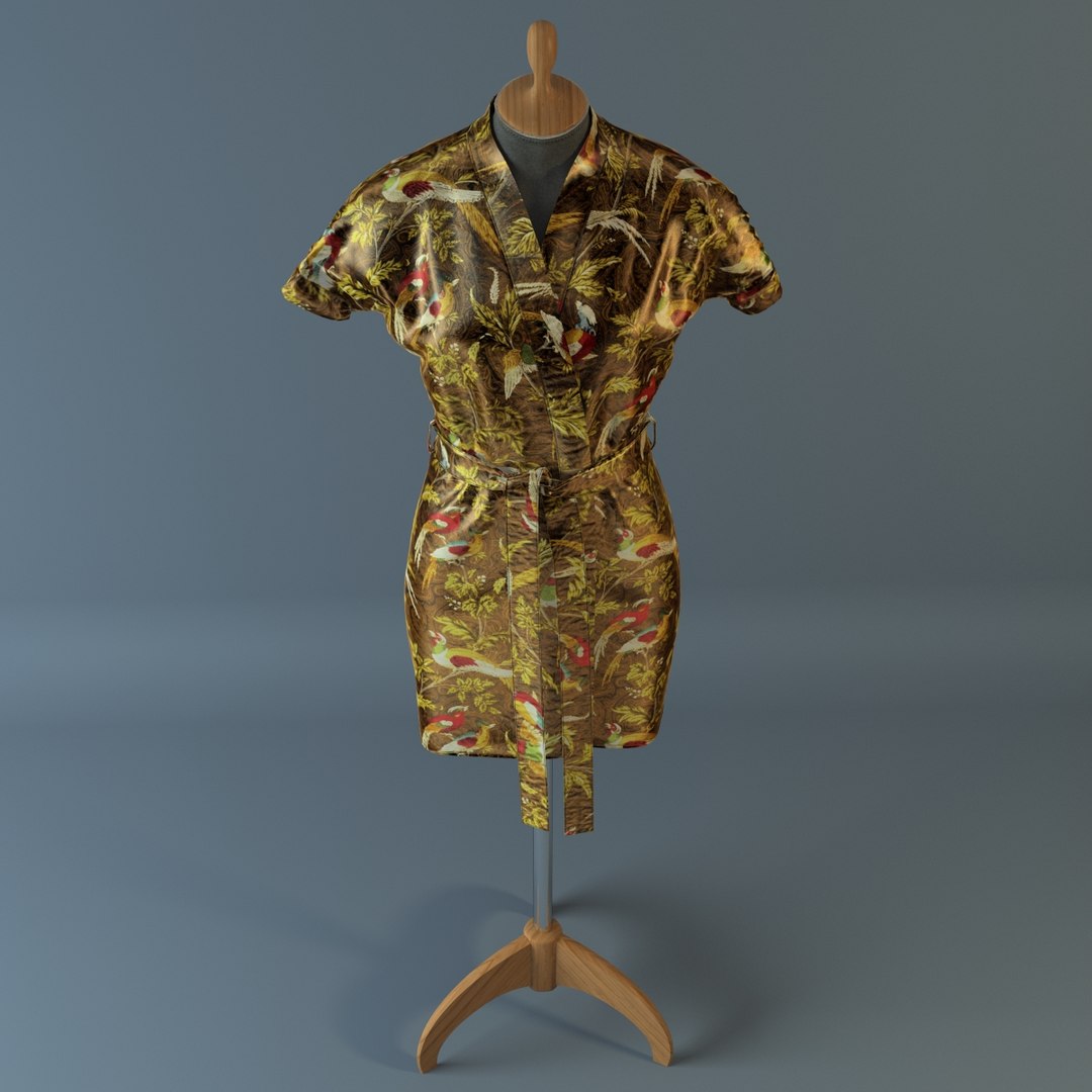 3d female satin robe
