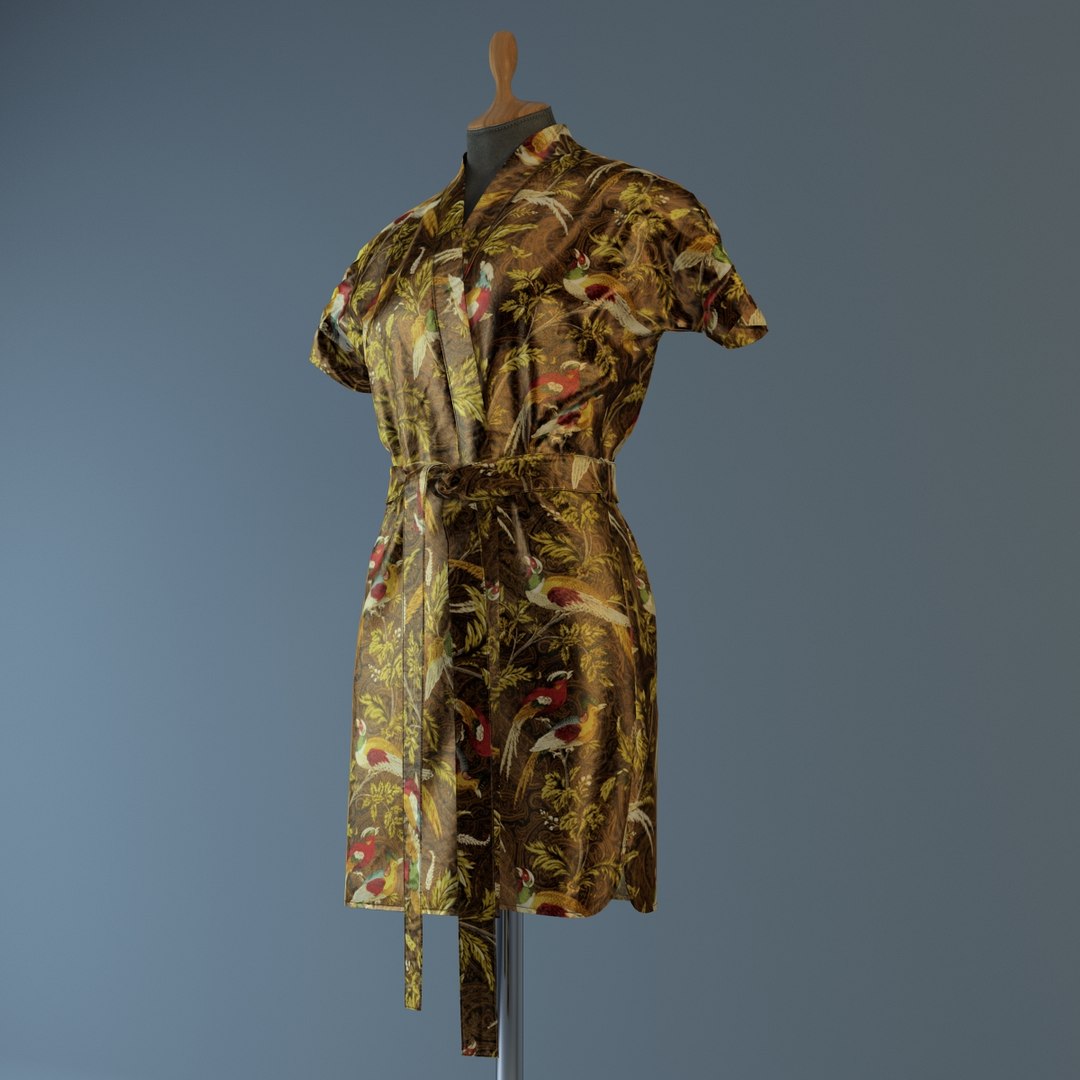 3d female satin robe