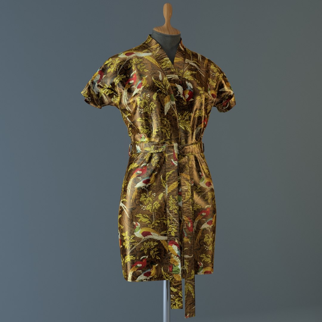 3d female satin robe