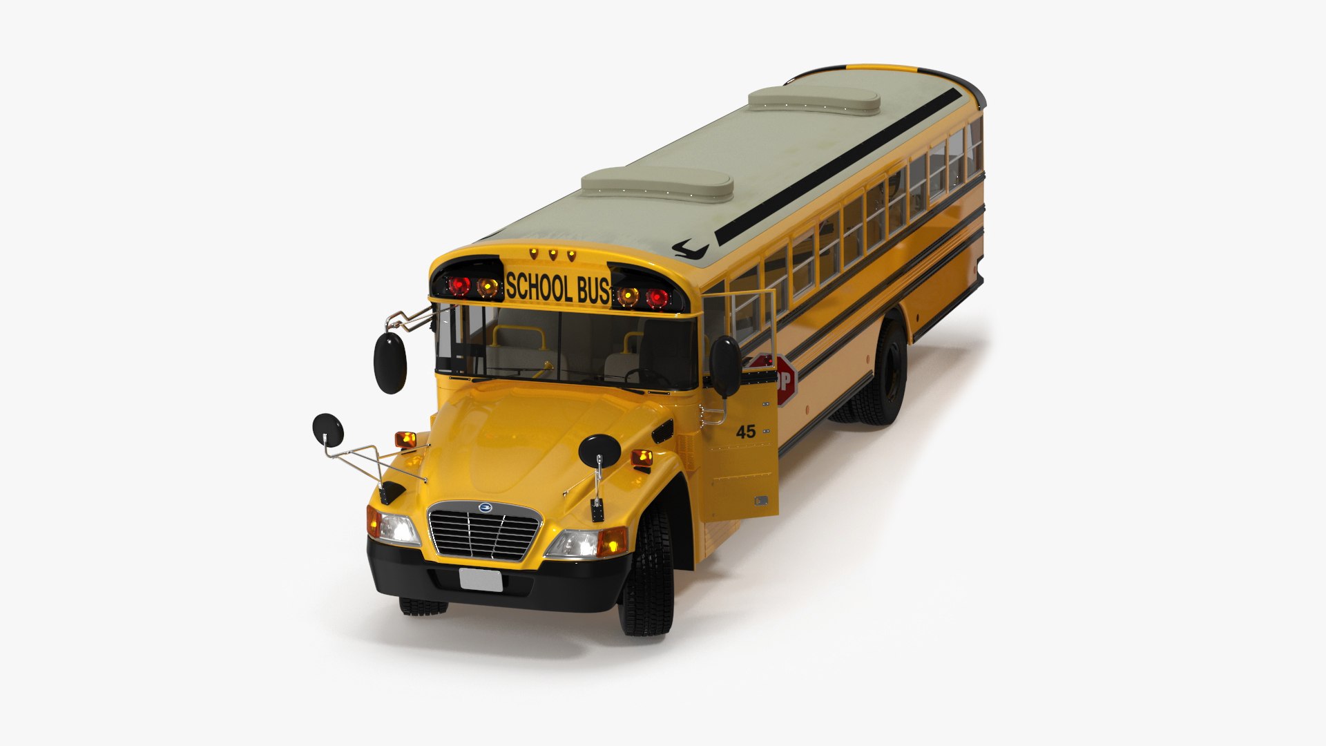 American School Bus Rigged for Maya 3D model preview