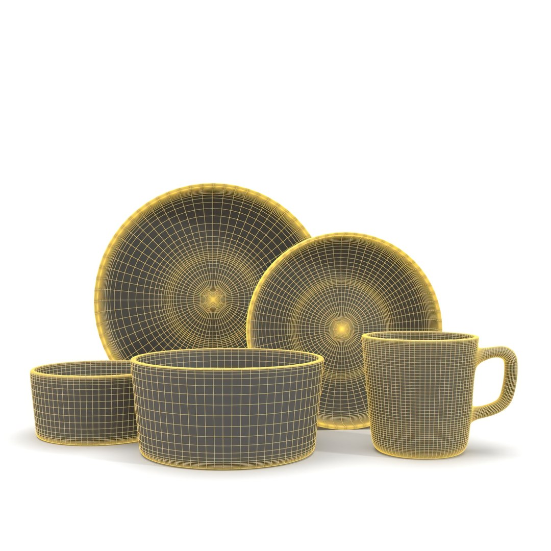 3D Elama Luxmatte Contemporary Dinnerware Set PBR TurboSquid 2213589