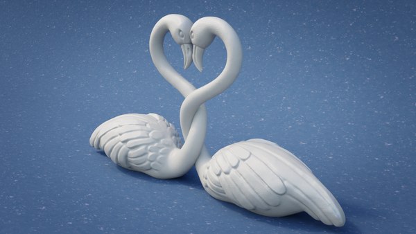 Flamingos in Love 3D model