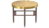 Brass Embossed Tray Table with Arabic Calligraphy Writing and Folding Base