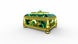 Malachite antique box in gold PBR low-poly 3D model 3D model