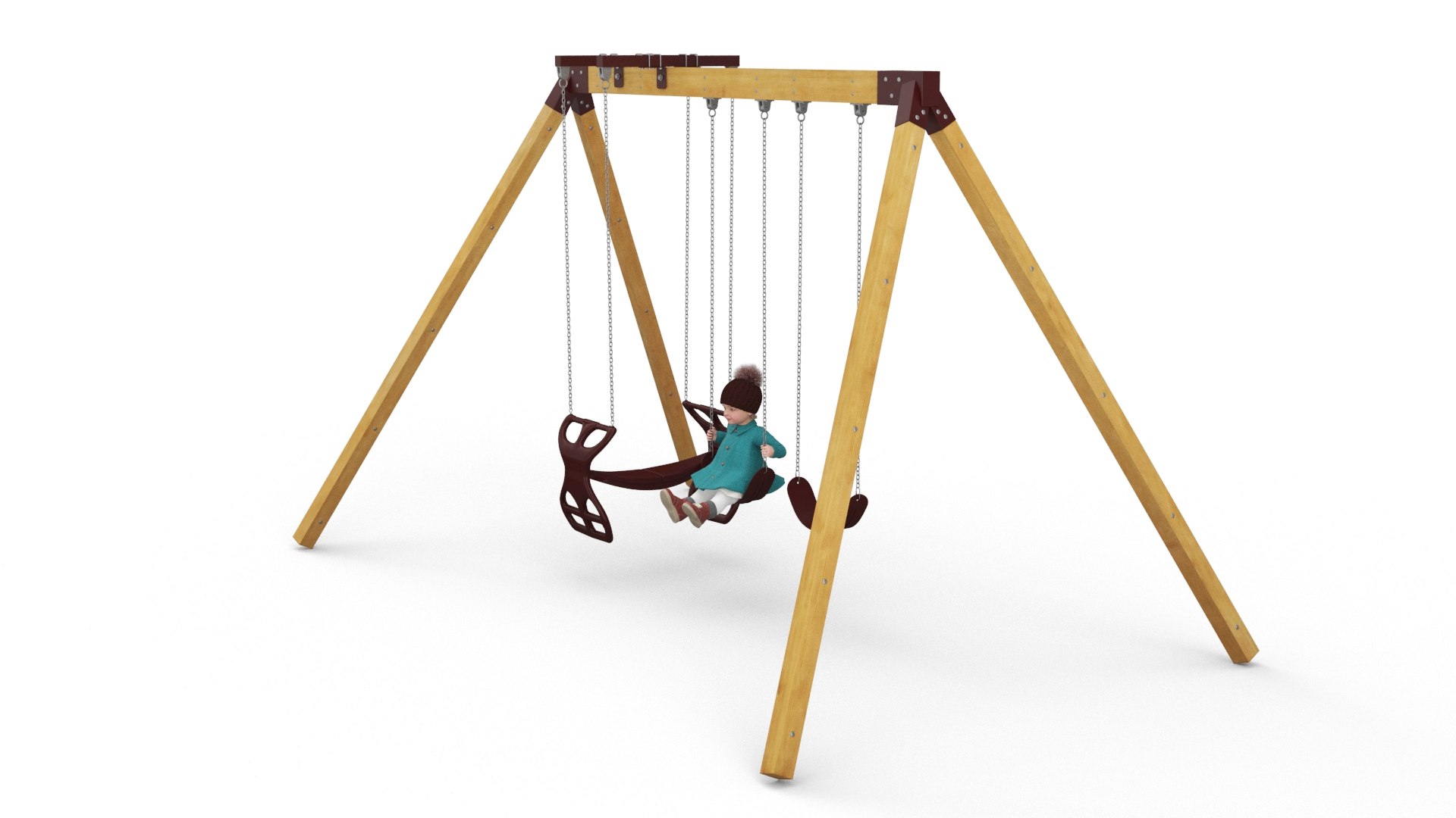 Baby Girl on Swing Fur Rigged 3D model preview