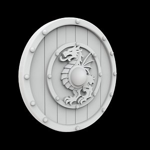 3D Viking Shield with Dragon Crest 3D Printable Model