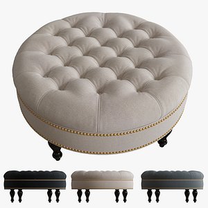 Palfrey Linen Modern Tufted Ottoman
