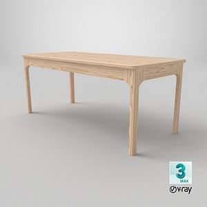 Realistic Wooden Dining Table 3D Model High Quality Furniture Design