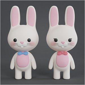 Rabbit Couple 3D model