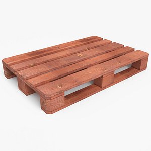 Wood Pallet Red Painted - PBR