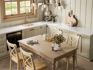 3D Diningroom dining room with windows