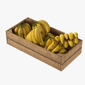Banana Fruits Wooden Crate 3D model