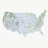 USA country administrative relief topo map