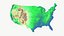 3D model USA country administrative relief topo map