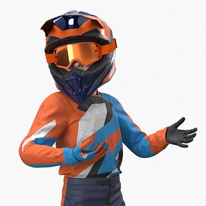 Kids Dirt Bike Racer Covered in Mud Rigged for Cinema 4D 3D model