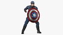 Character Captain America Defend Pose in Shabby Suit