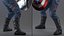 Character Captain America Defend Pose in Shabby Suit