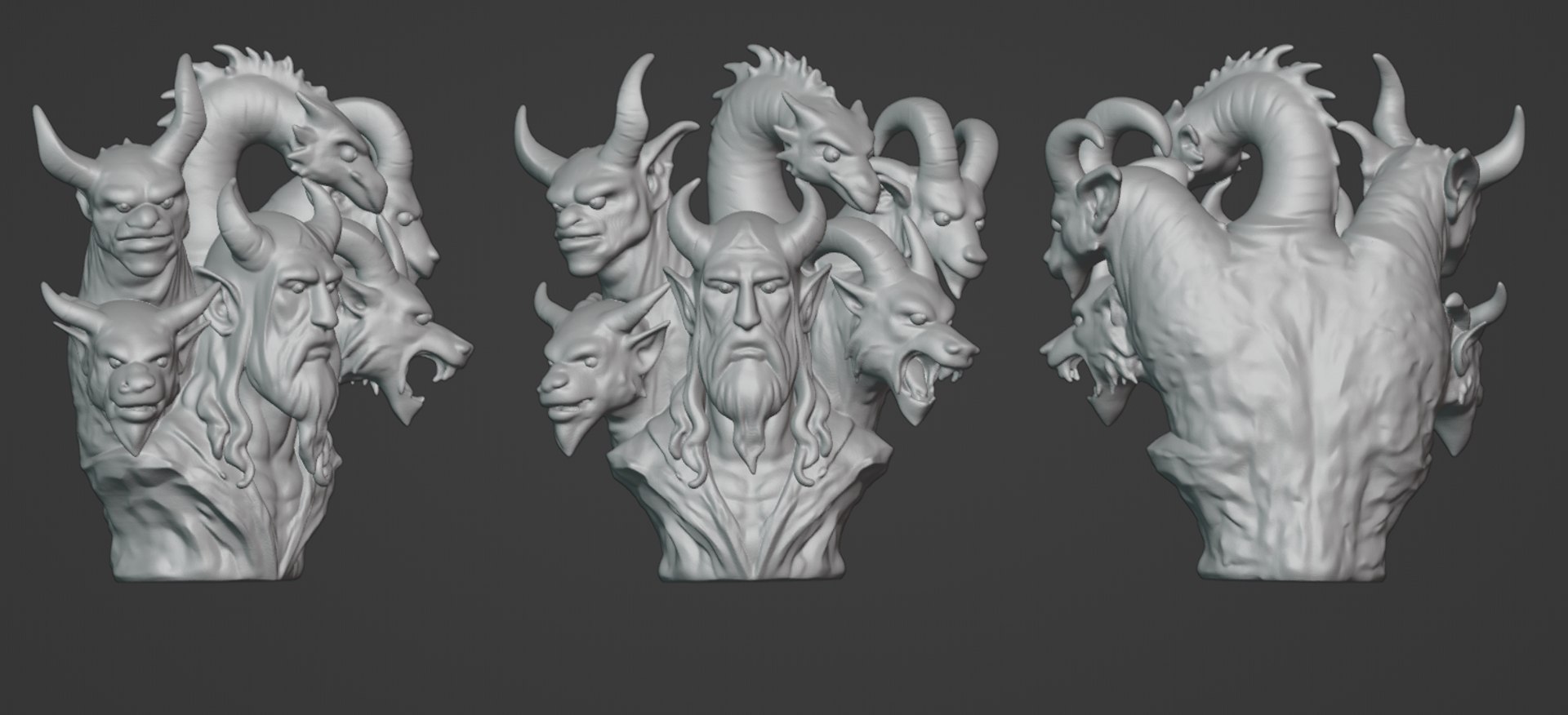 3D Mythic Five-Headed Guardian Statue Model - TurboSquid 2426627