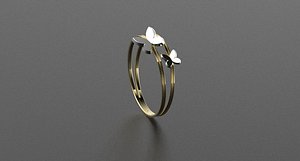 3D Butterfly Gold Ring