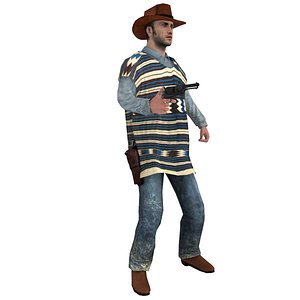 rigged cowboy hat 3d model
