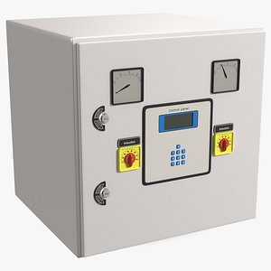 3D Industrial Control Panel with Gauges and Keypad