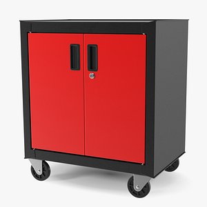 Freestanding Steel Garage Chest Red 3D model