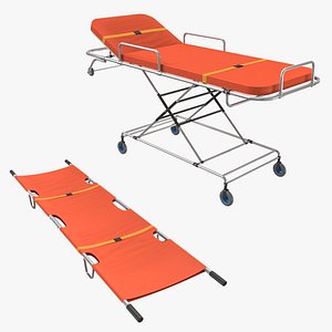 3D ambulance bed rolling stretcher