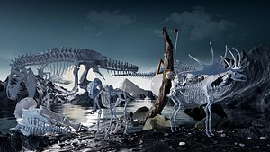 3D model Moon and dragons