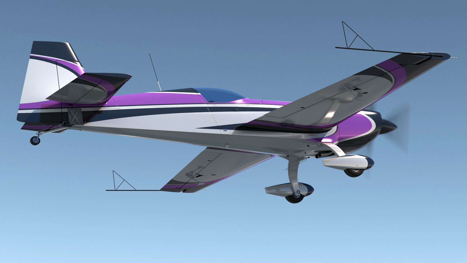 Aerobatic Monoplane Aircraft Rigged 3D model preview
