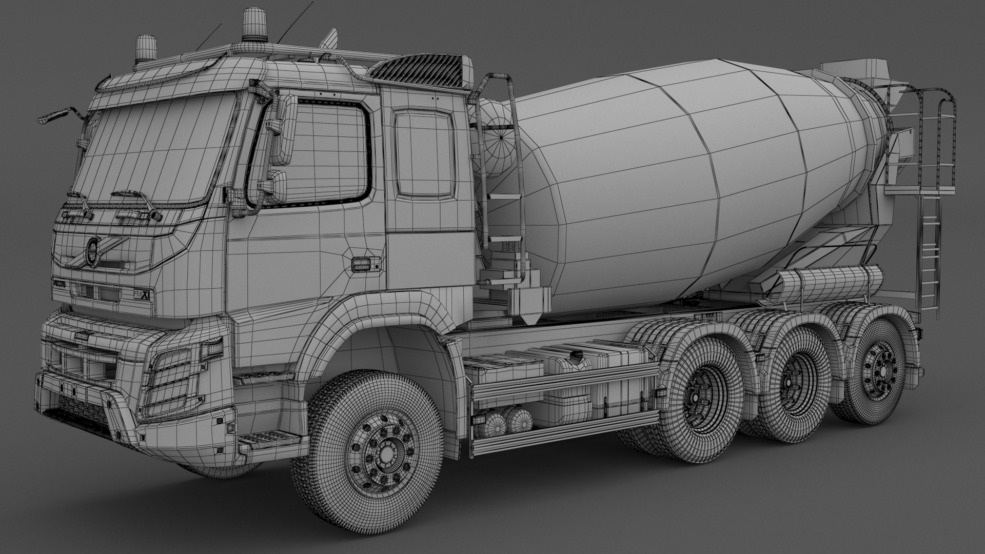 Volvo FMX truck Concrete Mixer - customized 3D Model in Truck 3DExport