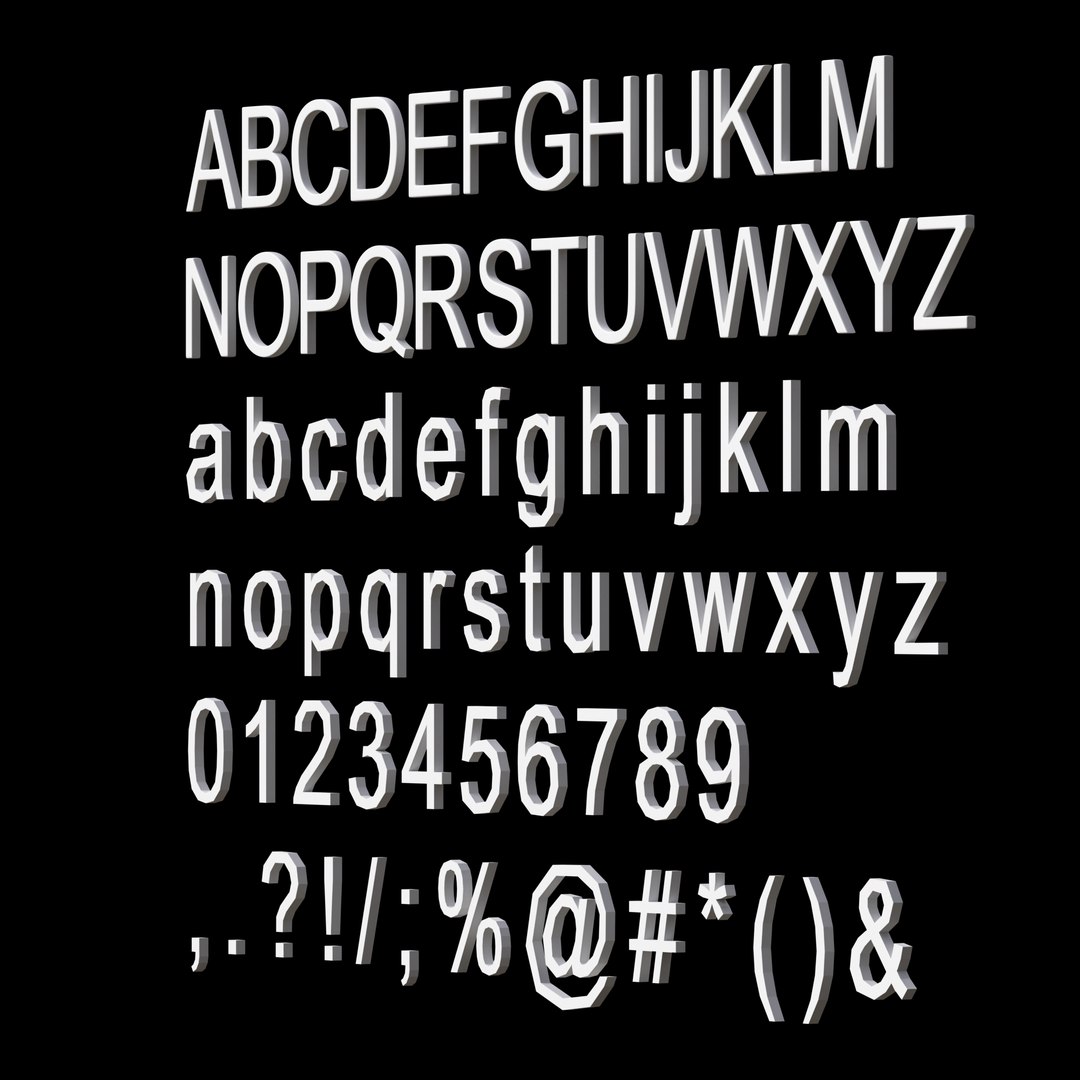 3D Arial Bold 3D Typography Set - Ready for Subdivision https://p.turbosquid.com/ts-thumb/xk/O8hT1p/Ce/4/png/1787140017/1920x1080/fit_q87/ee2eda19e38f465d461792f40156791f5aaf3729/4.jpg