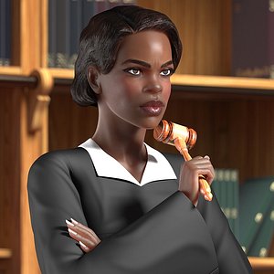 3D dark skin judge woman rigged