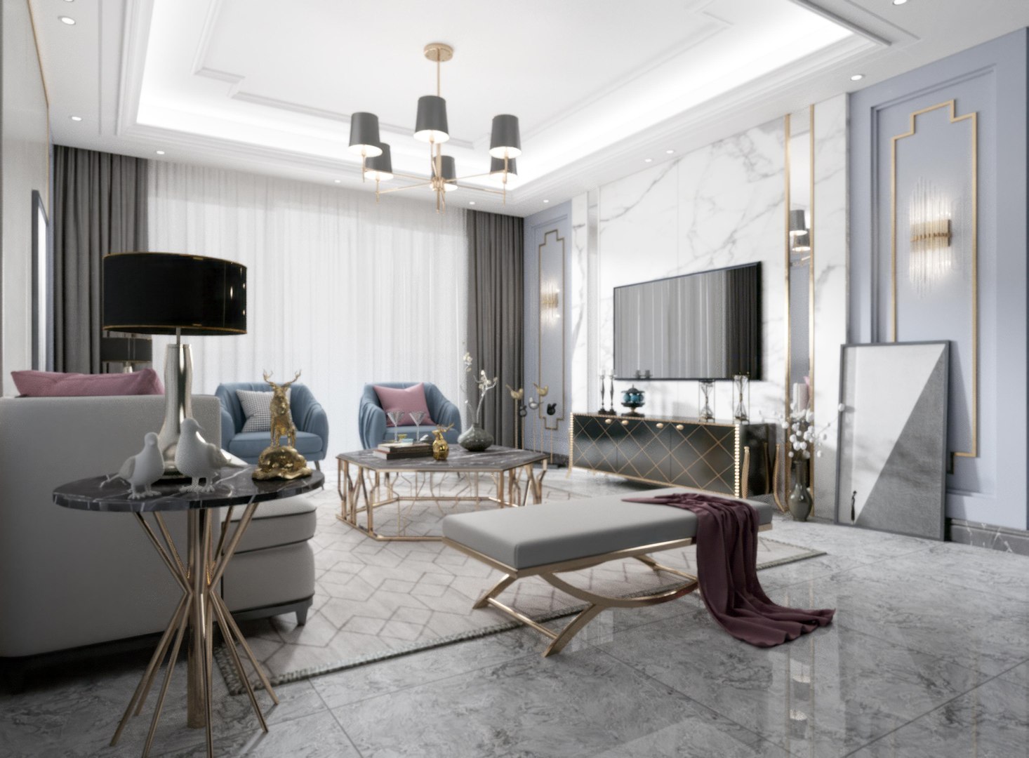 Room Living Modern Luxury 3D model - TurboSquid 2101708